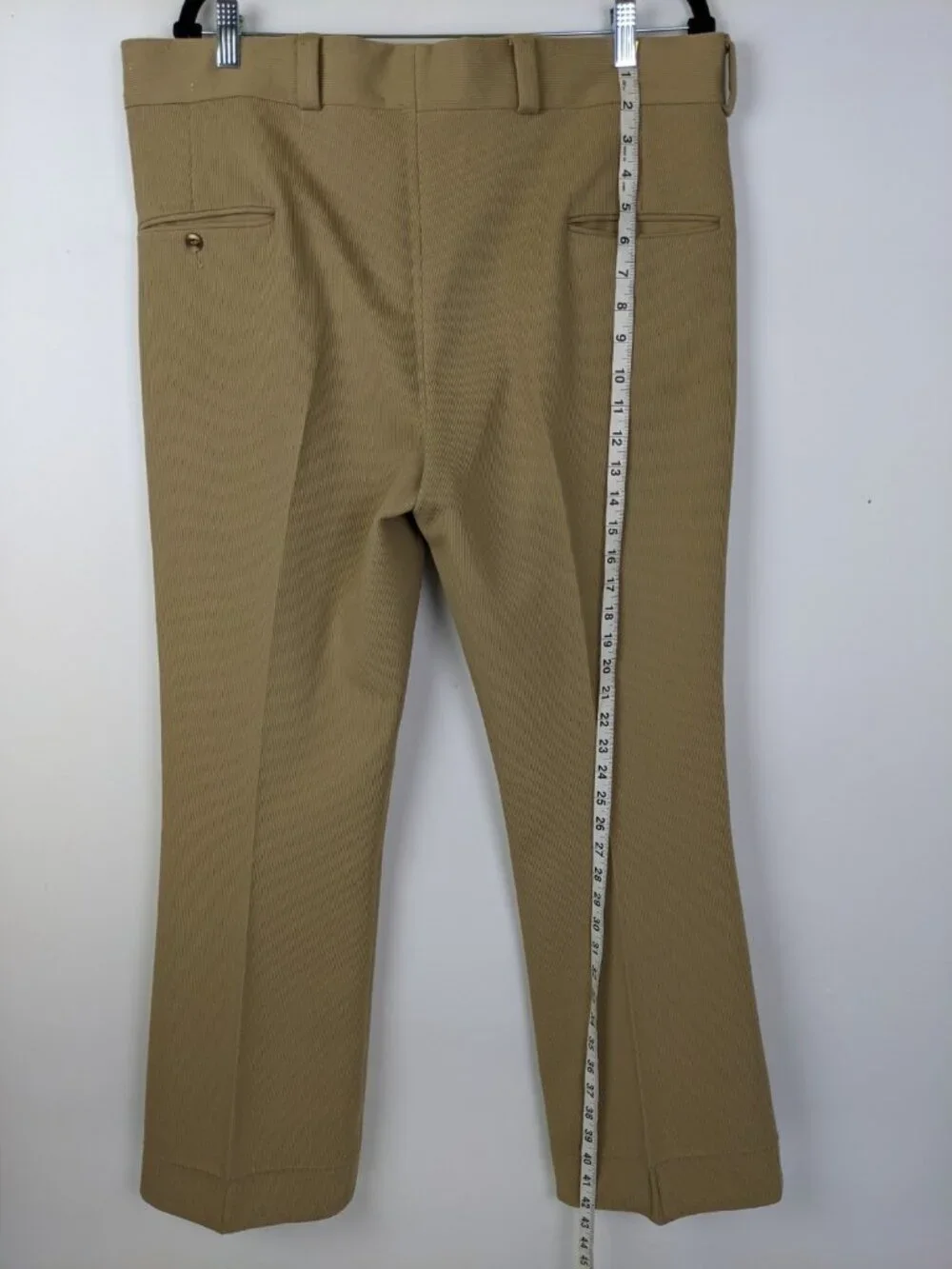 Vintage 1970s Sears Leisure Suit Coat Size 42 Pants Size 38x31 Knit Pleated Tan